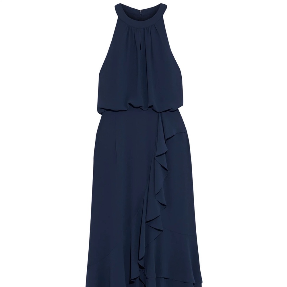 IRIS&INK EUCALYPTUS ASYMMETRIC GEORGETTE DRESS